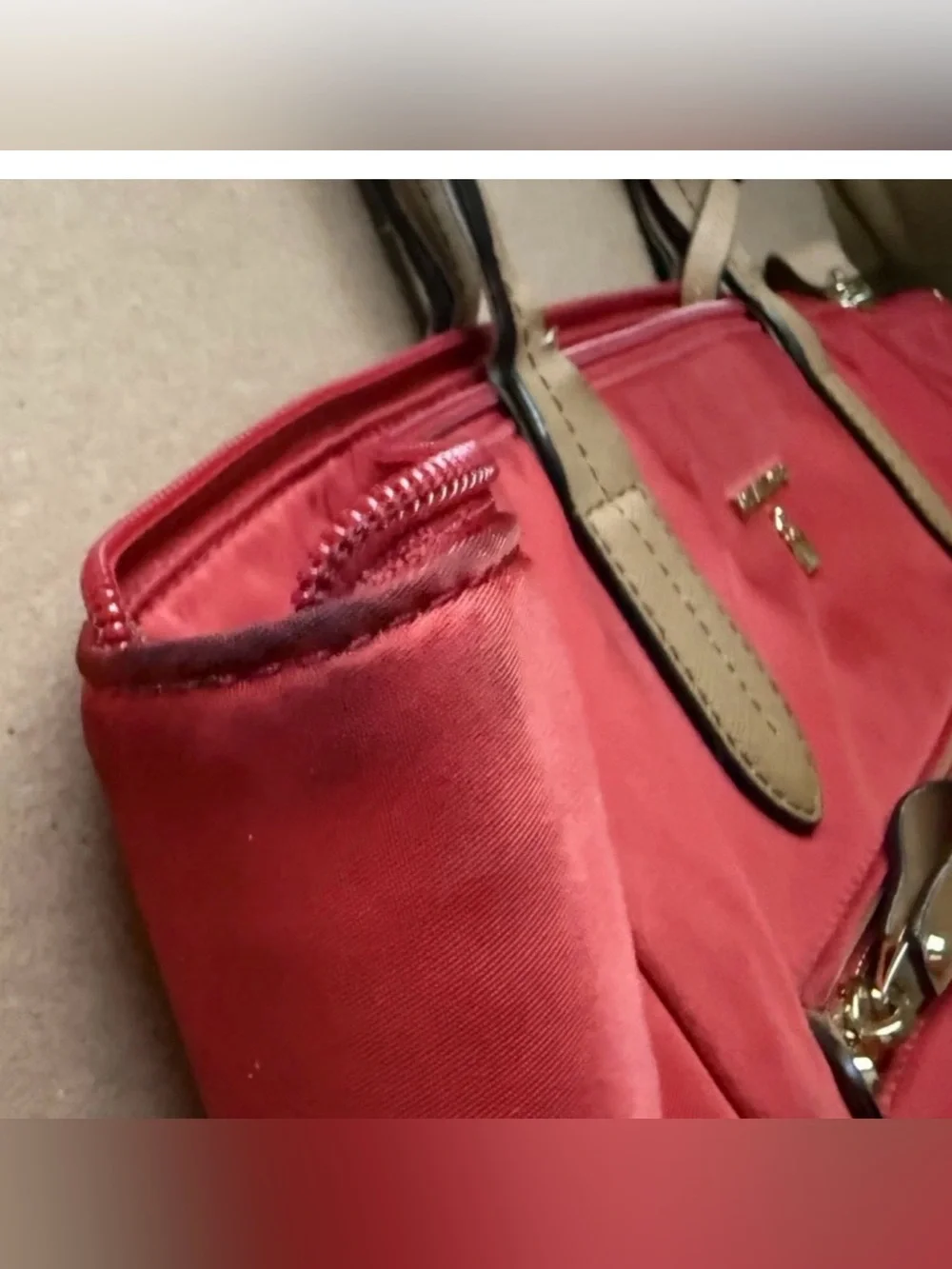 MICHAEL Michael Kors Bag Red Kelsey Large Zip Nylon Tote w/ Luggage Sleeve